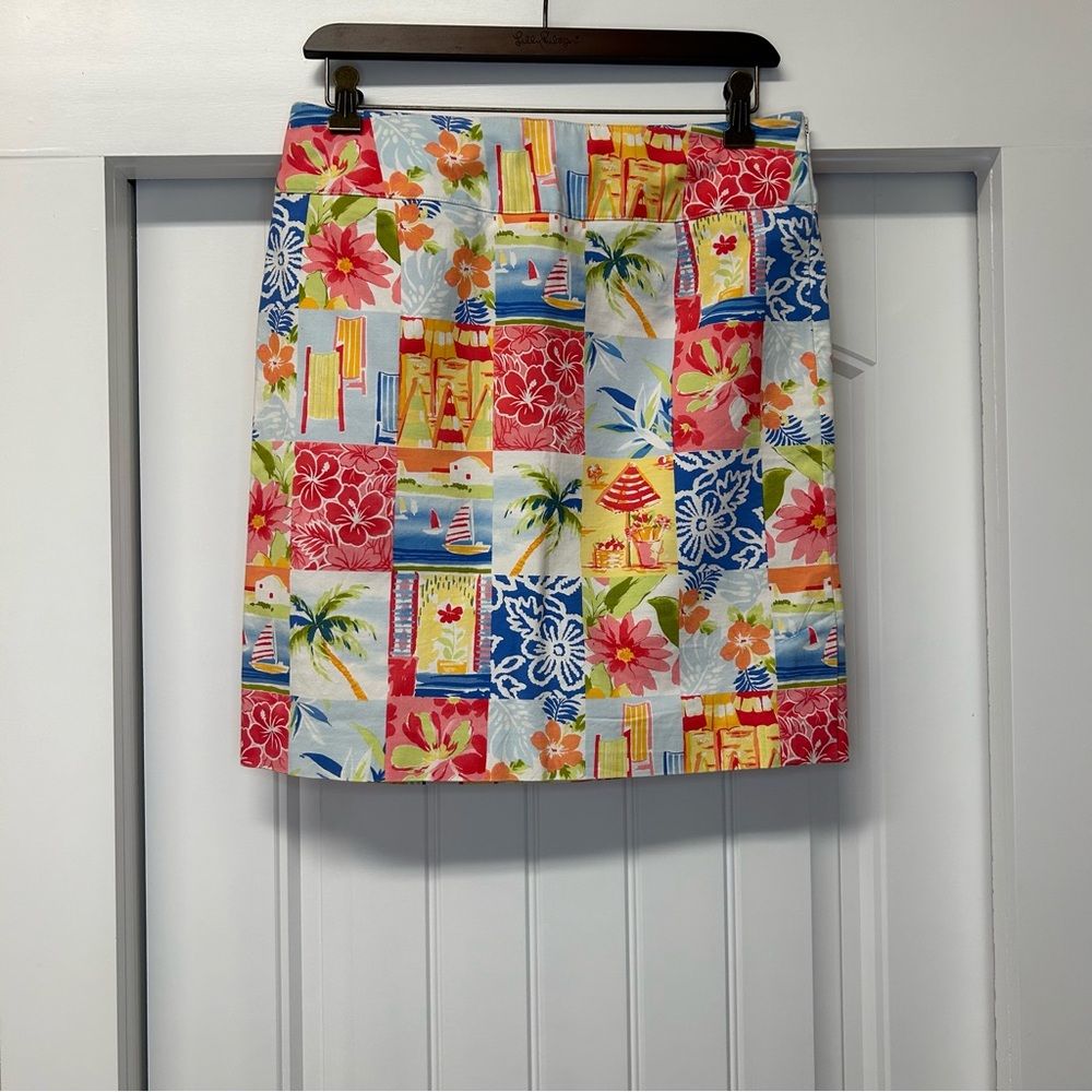 Talbots Beach Hawaiian Patchwork Print Pencil Skirt Size 10 Petite